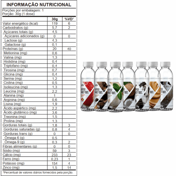 14 Garrafinhas Hyper Whey 100% Xtr - Formato inteligente : 2 Sabores de cada - Trincou Supplements