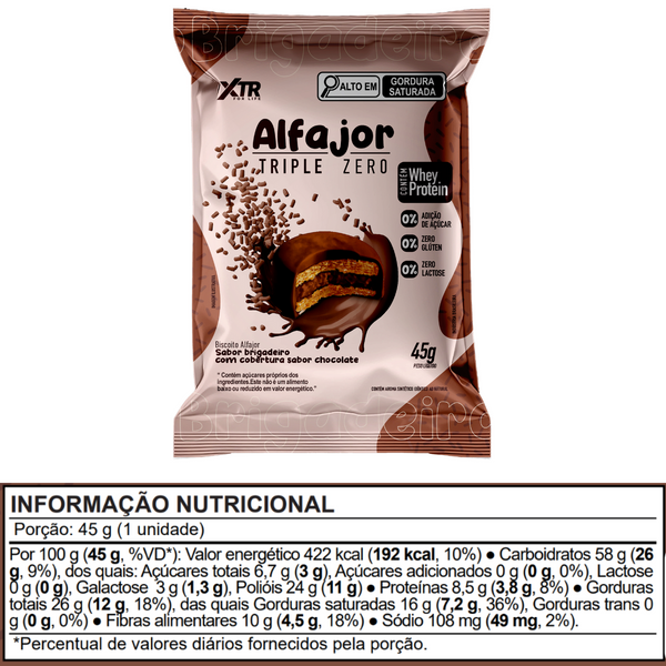 Alfajor Triple Zero XTR Sem Açúcar Sem Glúten Sem Lactose
