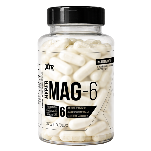 Hyper Mag-6 Magnésio Dimalato Quelato Taurato Malato Energia E Vigor 60 cápsulas Xtr