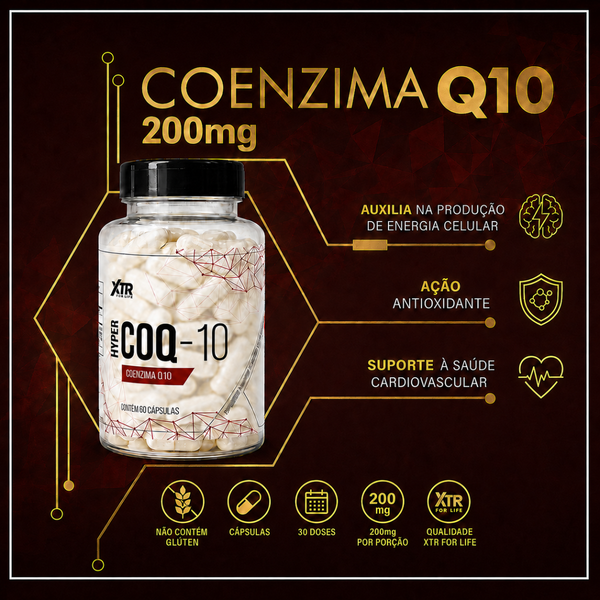 Coenzima Q10 200mg Proteção Do Coração E Antioxidante 60 cápsulas