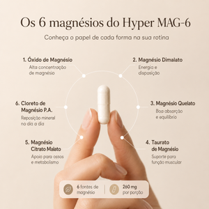 Hyper Mag-6 Magnésio Dimalato Quelato Taurato Malato Energia E Vigor 60 cápsulas Xtr