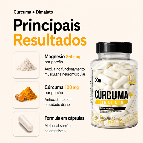 Cúrcuma com Magnésio Dimalato Suplemento para Desinflamar + Força nas Articulações