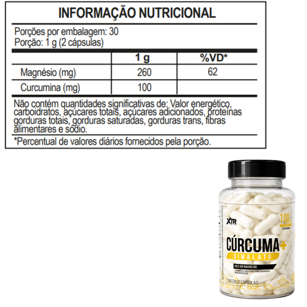 Cúrcuma com Magnésio Dimalato Suplemento para Desinflamar + Força nas Articulações