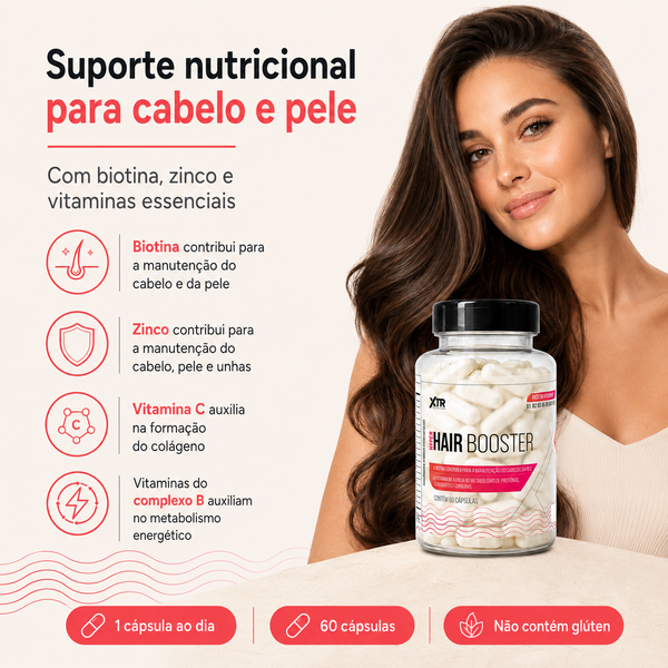 Biotina Suplemento Para Cabelo Pele e Unhas Hair Booster Zinco 60caps