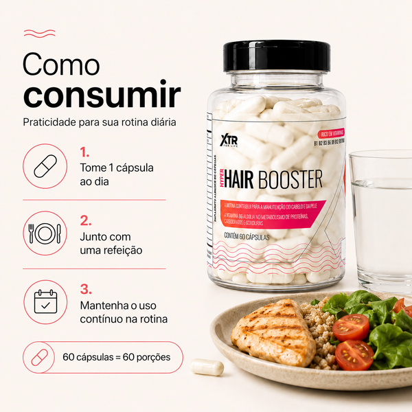 Biotina Suplemento Para Cabelo Pele e Unhas Hair Booster Zinco 60caps