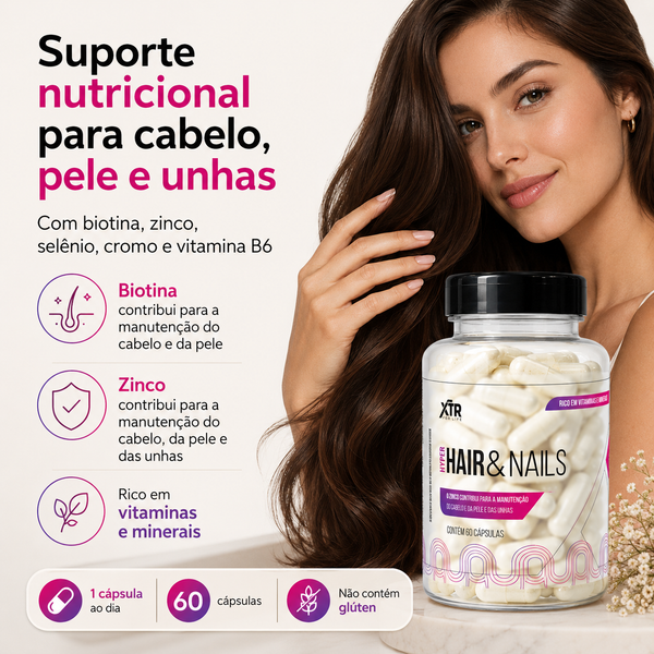 Vitaminas Para Cabelo Pele Unhas Biotina Zinco  Hair Nails 60 Caps