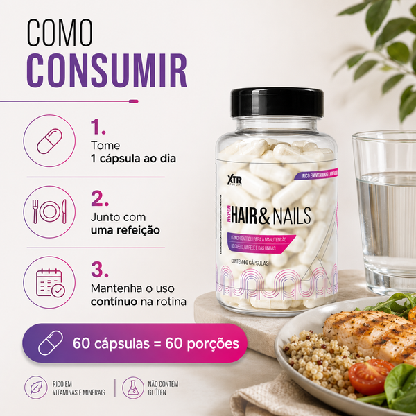 Vitaminas Para Cabelo Pele Unhas Biotina Zinco  Hair Nails 60 Caps