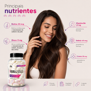 Vitaminas Para Cabelo Pele Unhas Biotina Zinco  Hair Nails 60 Caps