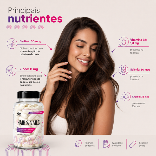 Vitaminas Para Cabelo Pele Unhas Biotina Zinco  Hair Nails 60 Caps