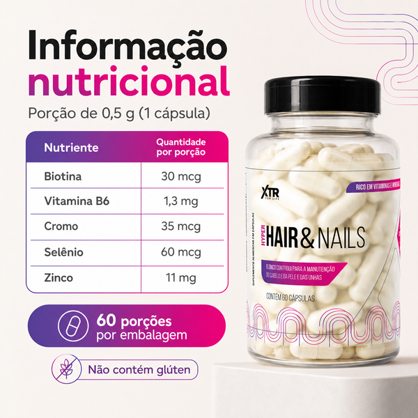 Vitaminas Para Cabelo Pele Unhas Biotina Zinco  Hair Nails 60 Caps
