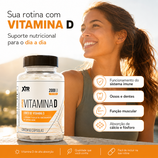 Vitamina D3 2000 UI Colecalciferol 60 Caps + Imunidade e Ossos Fortes