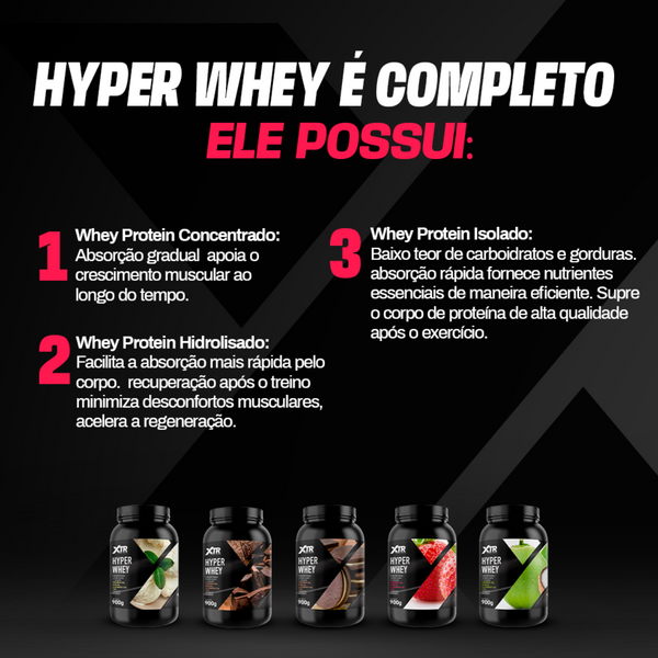 Hyper Whey Stevia  Xtr 3w Concentrado Isolado Hidrolisado Premium