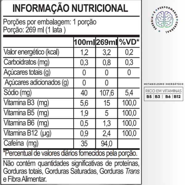 Energético Hyper Foco XTR For Life 269ml Zero Açúcar Com Cafeína e Vitaminas B