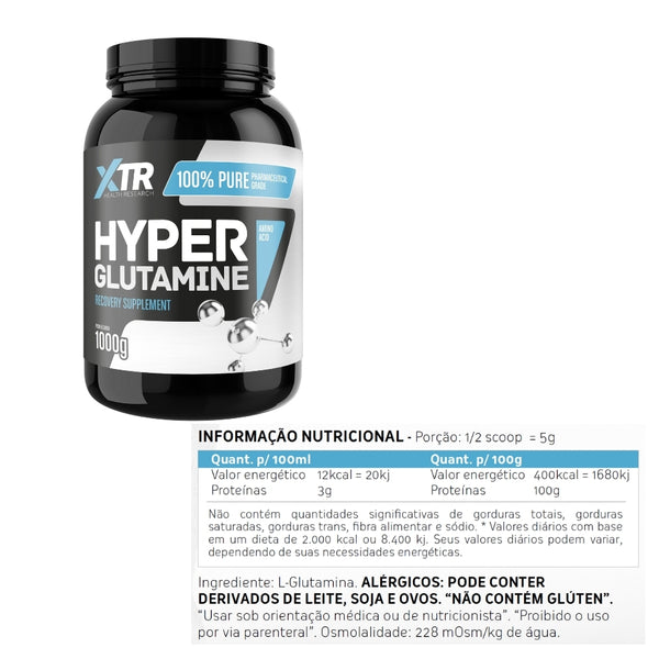 L-GLUTAMINA HYPER GLUTAMINE 100% PURA 1000g - XTR FOR LIFE
