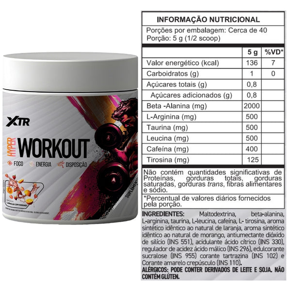 HYPER WORKOUT 200G LARANJA COM MORANGO - XTR