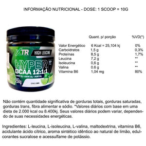 BCAA EM PÓ HYPER CONCENTRADO 12.1.1 250g XTR 8400mg P/ DOSE