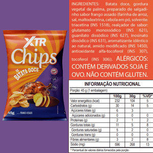 Combo 10 Chips 50g de Batata Doce Xtr - Snack Saudável e Crocante - Trincou Supplements