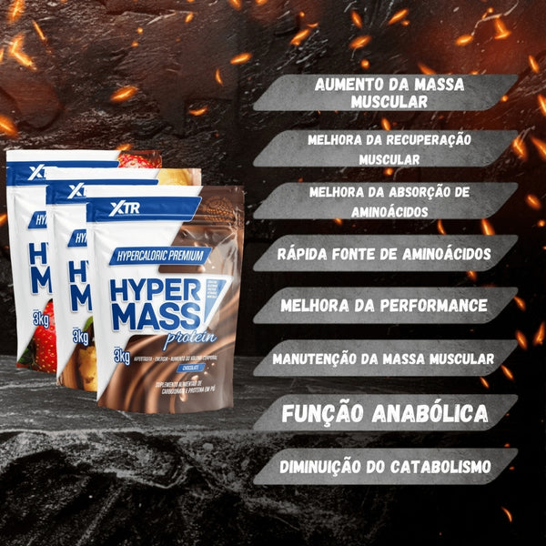 HIPERCALÓRICO HYPER MASS 3kg - FRETE GRÁTIS + GANHO DE MASSA