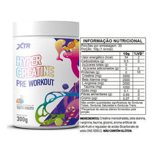 HYPER CREATINE: PRÉ-WORKOUT TUTTI FRUTTI MÁXIMA PERFORMANCE!