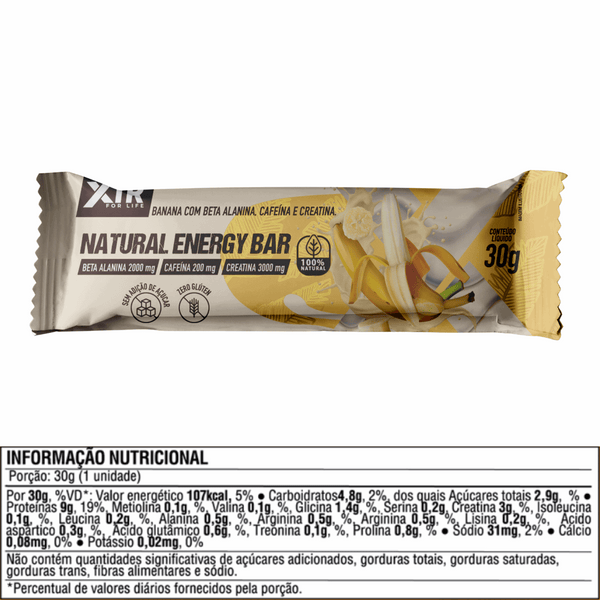 Lanche Proteico Natural - Caixa com 24 Unidades Energy Bar 30g – Creatina & Sem Açúcar - Trincou Supplements