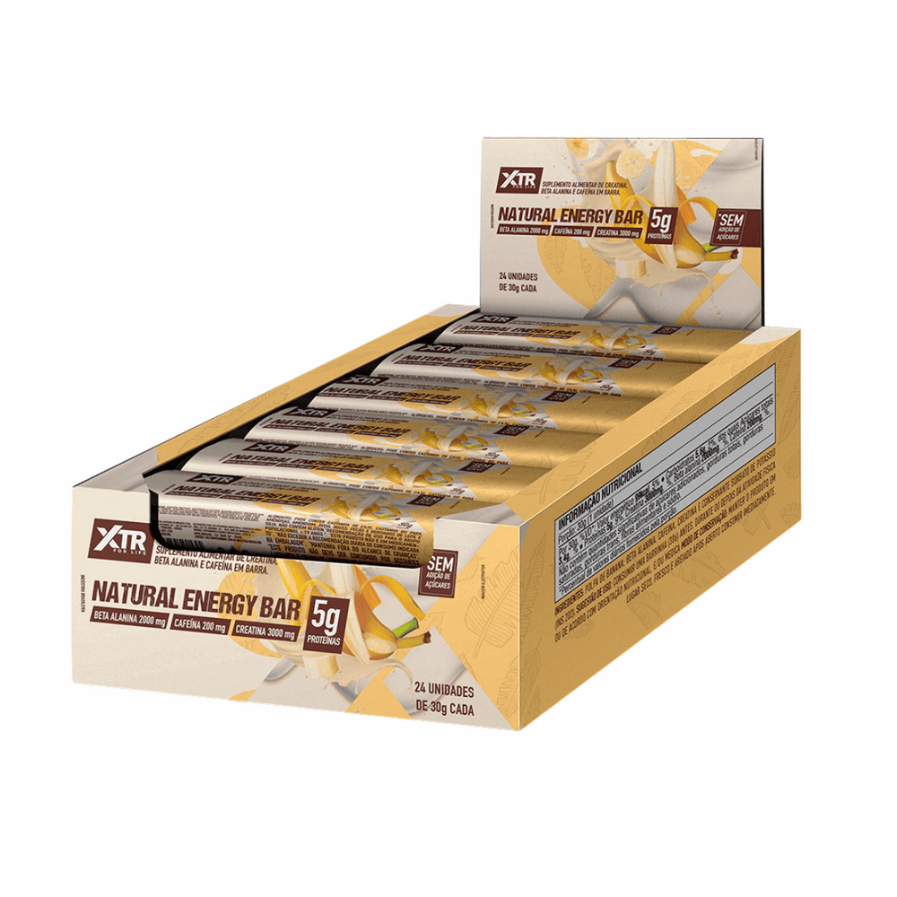 Lanche Proteico Natural - Caixa com 24 Unidades Energy Bar 30g – Creatina & Sem Açúcar - Trincou Supplements