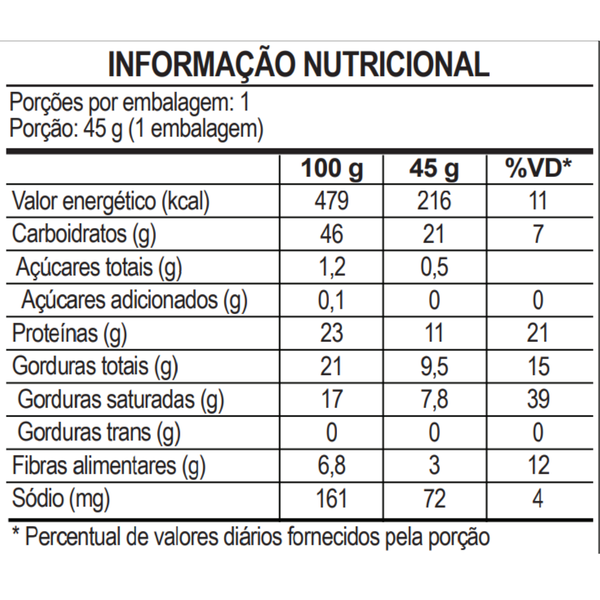 Cereal Proteico Nexcrush XTR 45g Chocolate Sem Glúten Snack Fitness