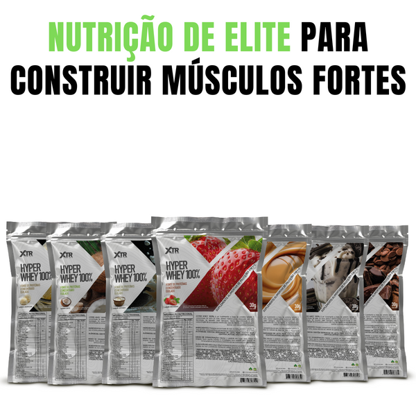 HYPER WHEY 100% - 7 SACHES 30g - EXPERIMENTE GRÁTIS POR TEMPO LIMITADO E CONHEÇA TODOS OS SABORES