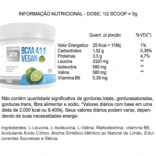 BCAA 4:1:1 VEGAN XTR FOR LIFE 250g ALTA PERFORMANCE