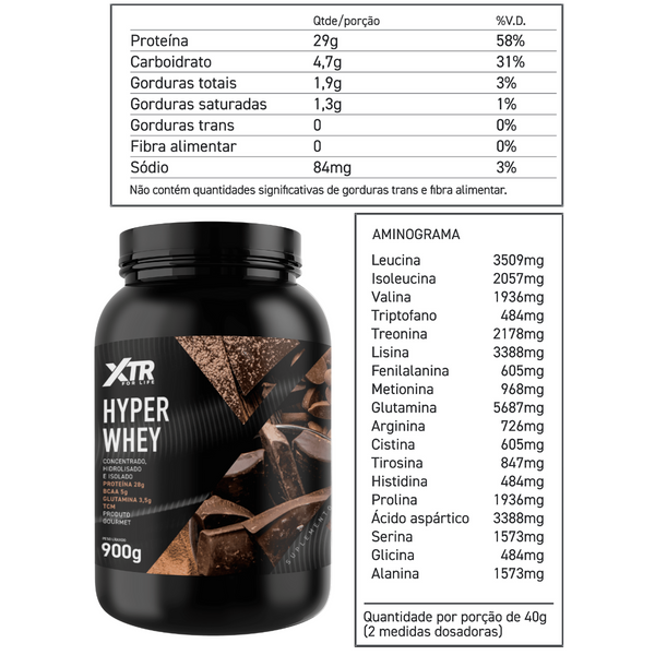 Hyper Whey Stevia  Xtr 3w Concentrado Isolado Hidrolisado Premium